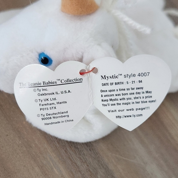 π¦ Ty Beanie Baby βMysticβ the Unicorn 1993 β Non-Iridescent Horn, Vintage - Picture 14 of 16